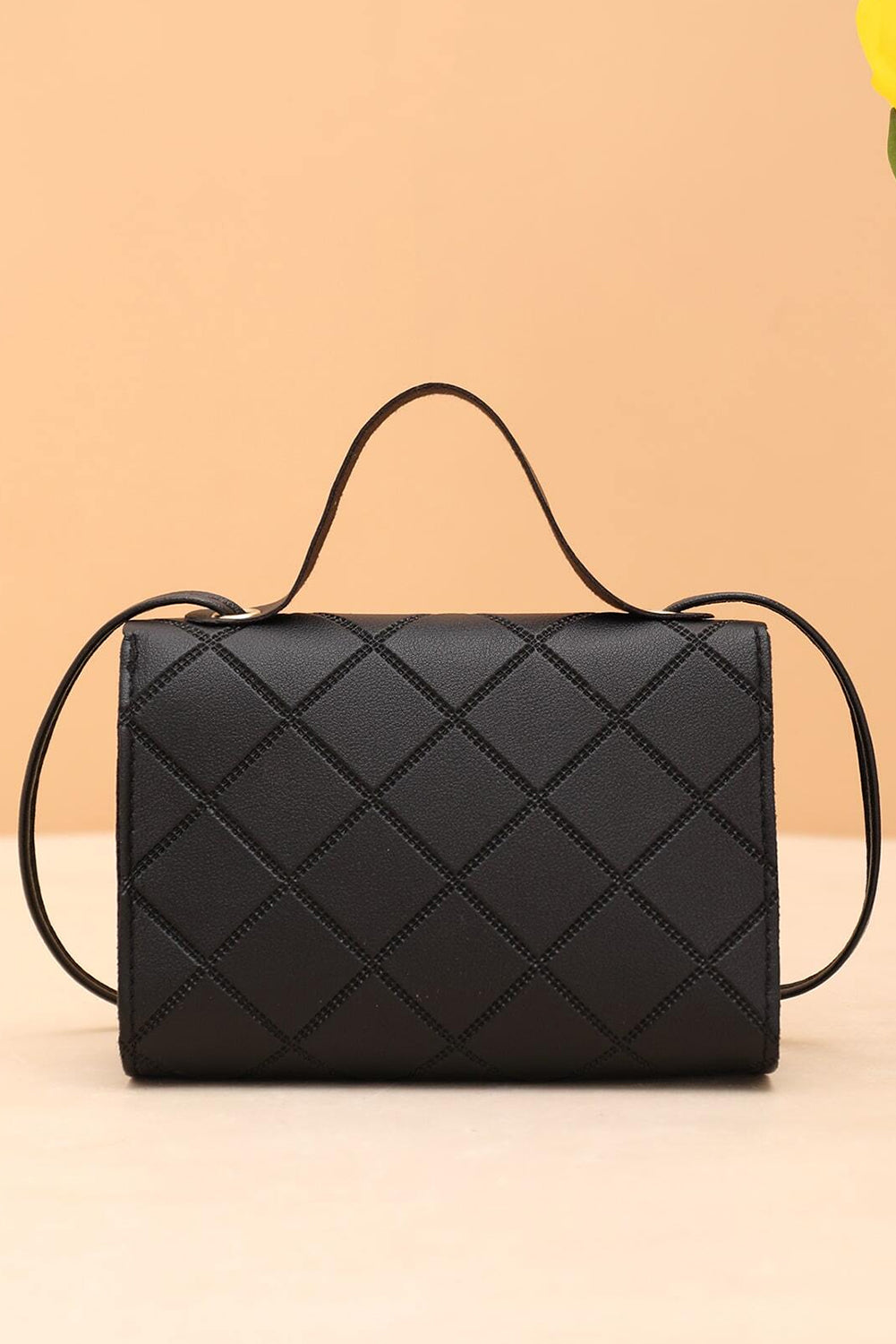 Breen PU leather messenger bag with diamond pattern and lock mechanism