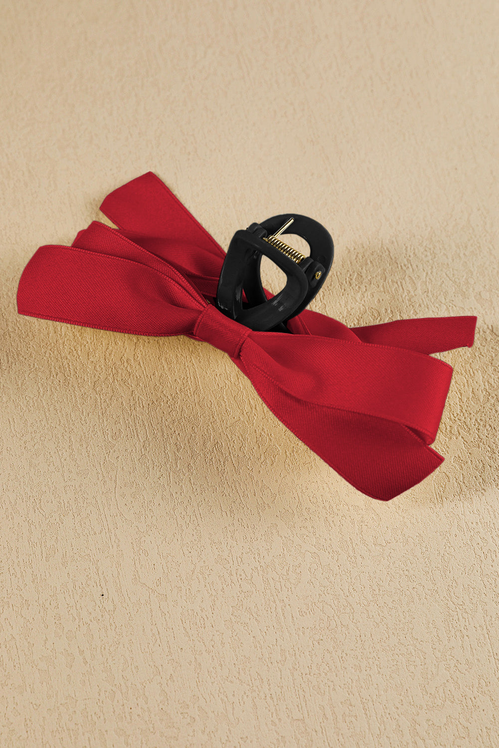 Large black bow decor hair claw clip for stylish hairstyle securement