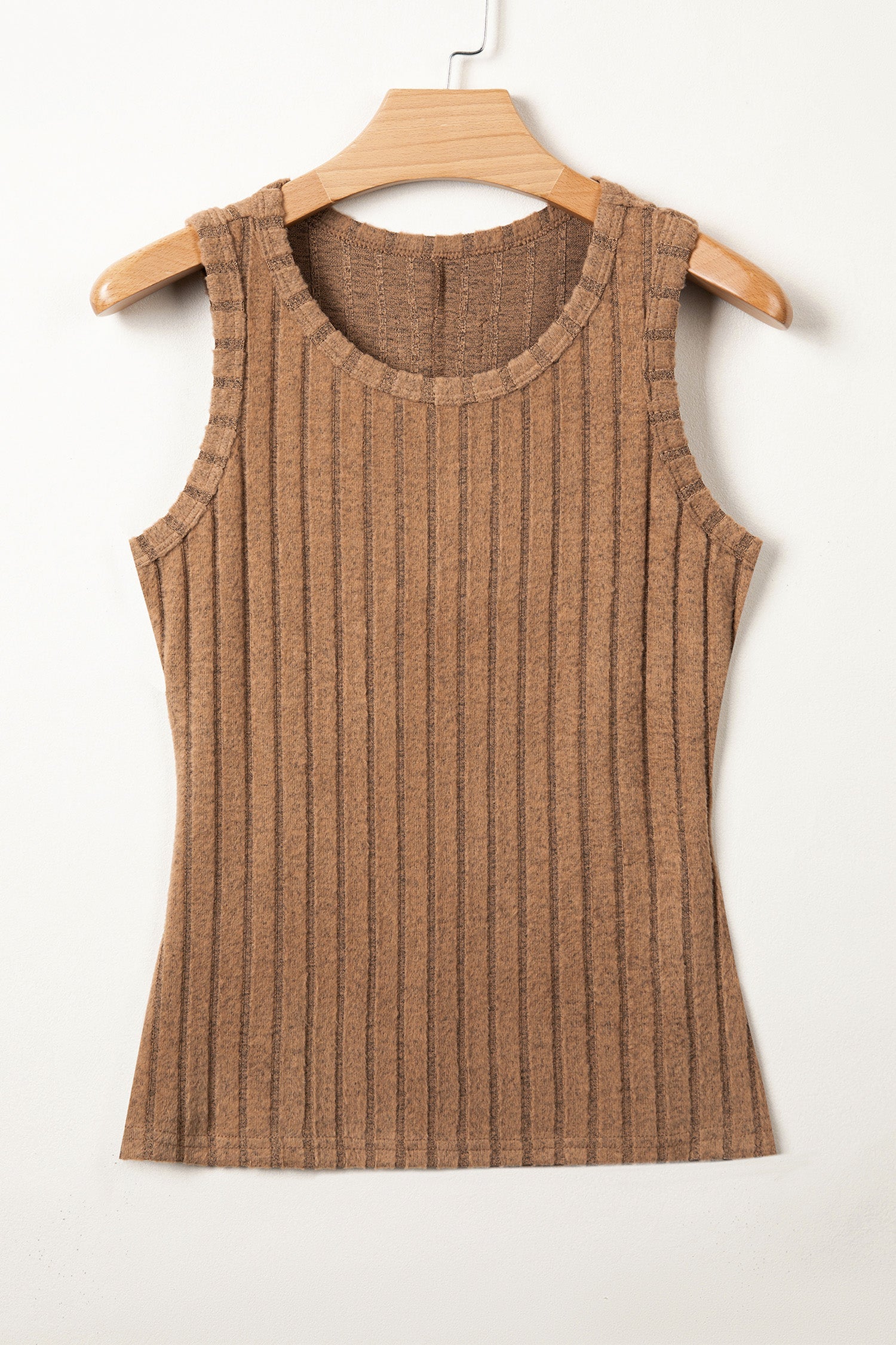 Blue slim ribbed mineral wash tank top with round neck and high elasticity fabric