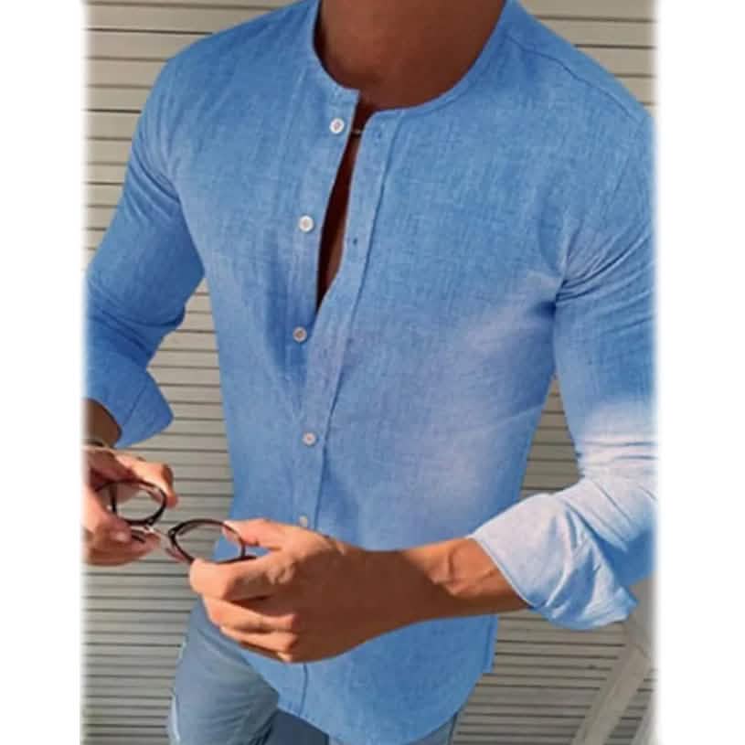 Men's Casual Solid Long Sleeve Shirt