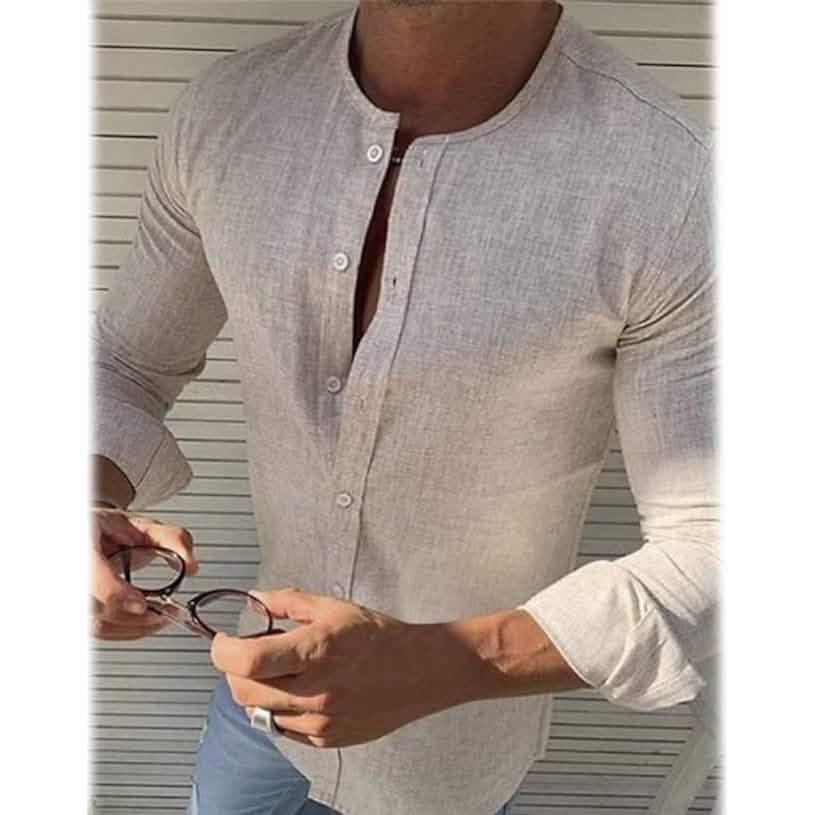 Men's Casual Solid Long Sleeve Shirt