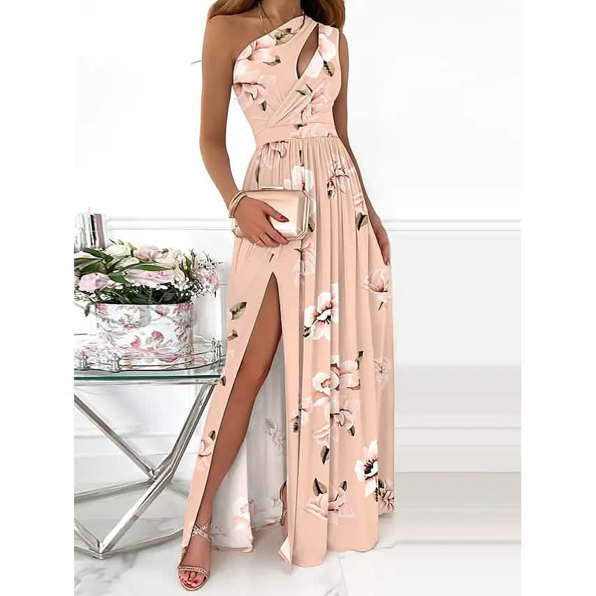 Women's Sleeveless One Shoulder Elegant Dress
